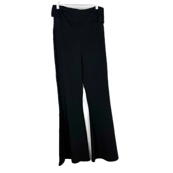 Aerie Offline OG Super Flare Foldover Hi-Rise Leggings Black Size Large L - Picture 2 of 12